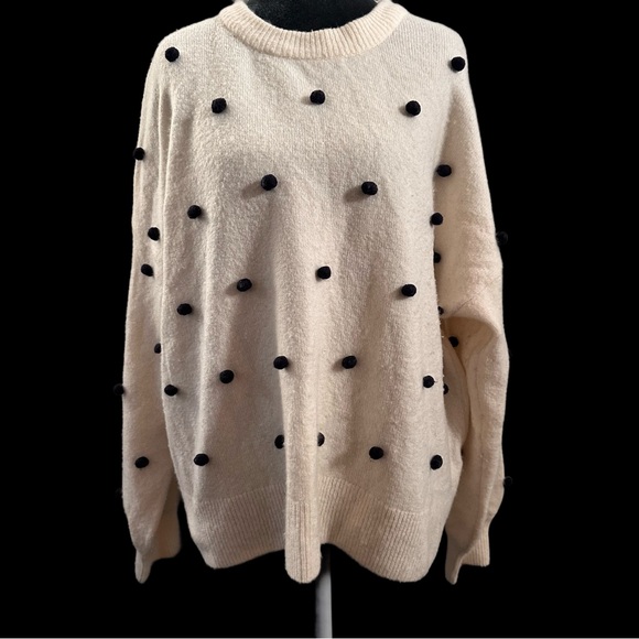 Madewell Sweaters - Madewell Cream Pullover Pom Pom Sweater | Size XL